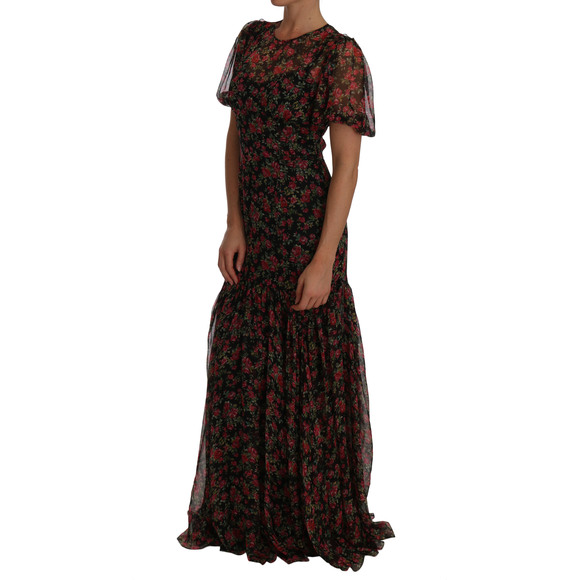 Dolce & Gabbana Black Floral Roses A-Line Shift Gown - Picture 4 of 4